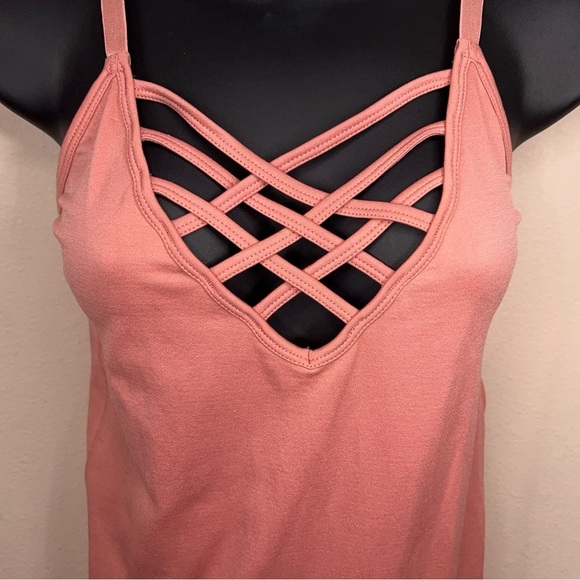 Small Zenana Outfitters Mauve Peach Orange Strappy Fitted Tank Stretch - Picture 5 of 10